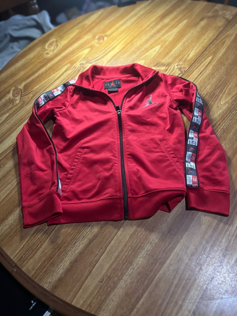 Jordan Red Kids' Full-Zip Track Jacket with Logo Tape